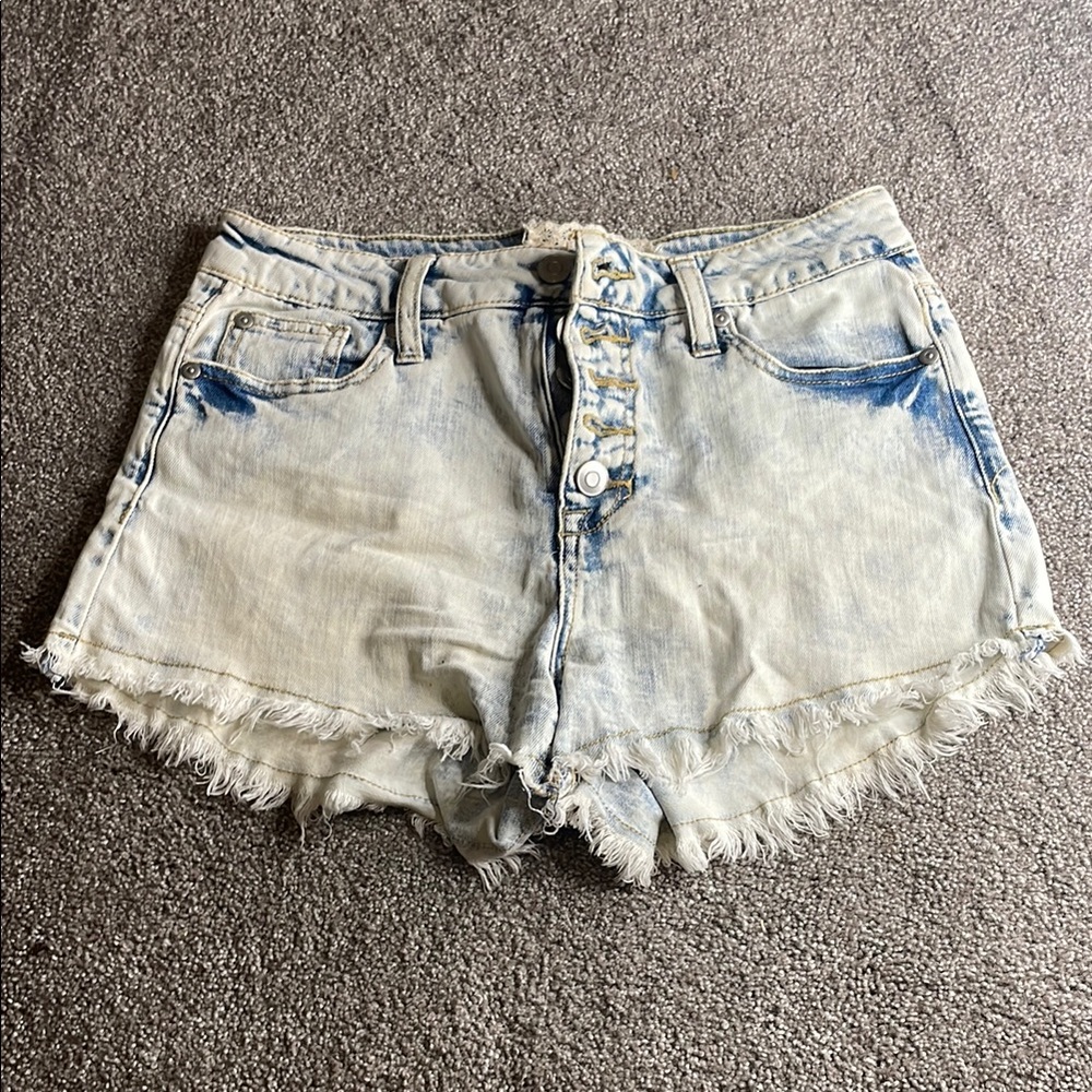 Altar'd State Blue Jean Shorts Distressed Frayed Hem